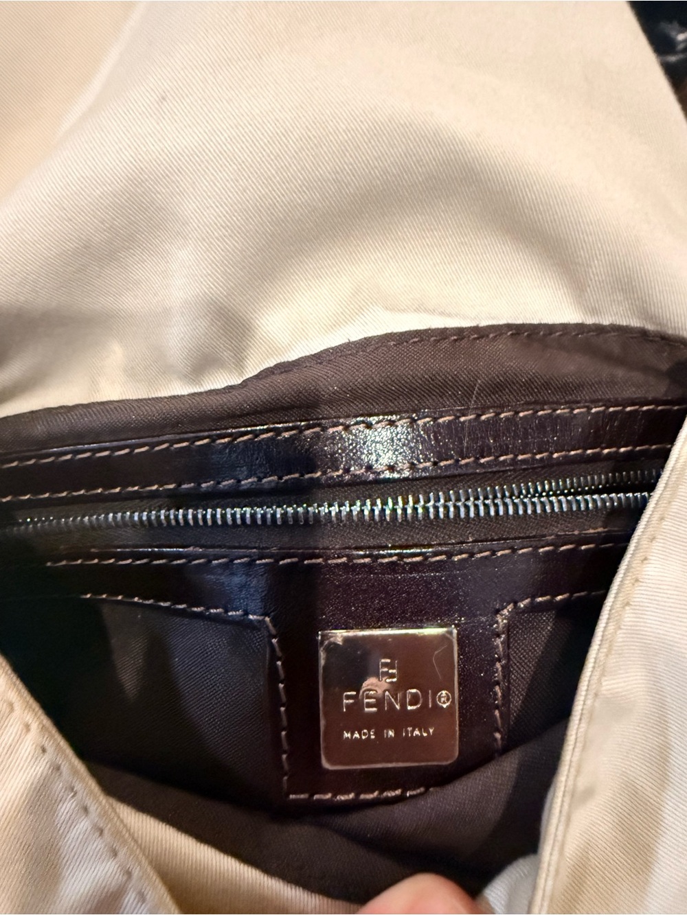 Vintage Fendi Canvas Tote with Brown Leather Trim - Picture 4 of 9